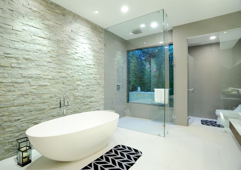 Elegant freestanding bathtub in a luxury bathroom